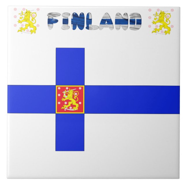 Azulejo De Cerâmica bandeira finlandesa (Frente)