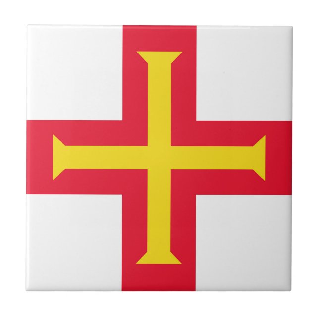 Azulejo De Cerâmica bandeira Guernsey (Frente)