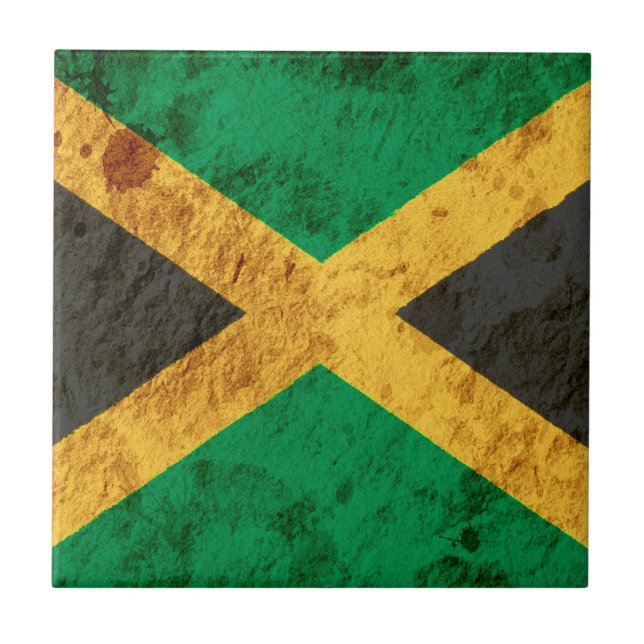 Azulejo De Cerâmica Bandeira jamaicana áspera (Frente)