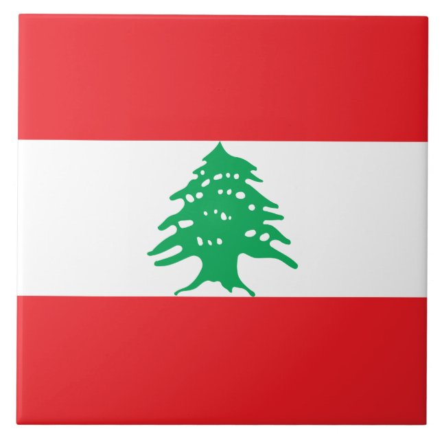 Azulejo De Cerâmica Bandeira Libanesa (Bandeira do Líbano) (Frente)