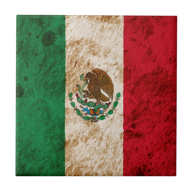 Azulejo De Cerâmica Bandeira mexicana áspera (Frente)
