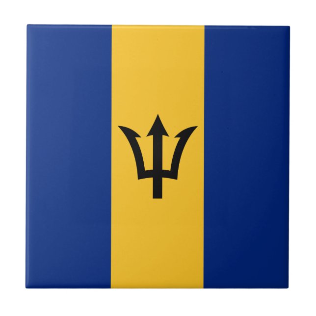 Azulejo De Cerâmica Bandeira Patriótica Barbados (Frente)