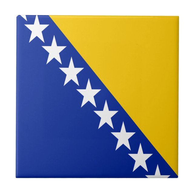 Azulejo De Cerâmica Bandeira Patriótica da Bósnia-Herzegovina (Frente)