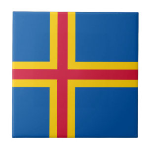 Azulejo De Cerâmica Bandeira Patriótica das Ilhas Åland