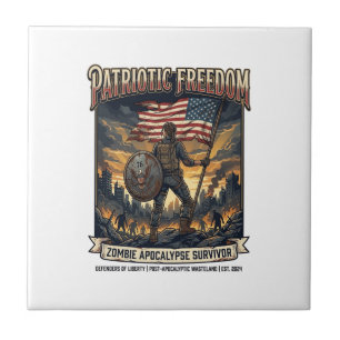 Azulejo De Cerâmica Bandeira Patriótica de Ferrugem Sobrevivente Apoca
