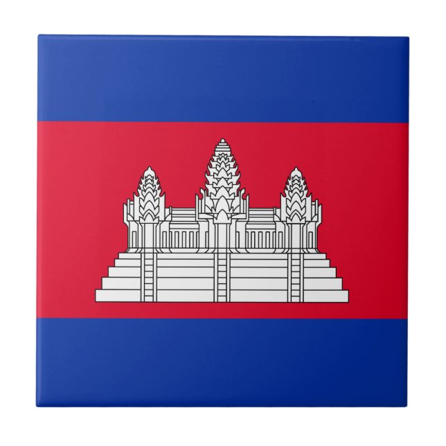 Azulejo De Cerâmica Bandeira Patriótica do Camboja (Frente)