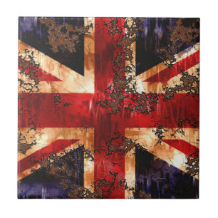 Azulejo De Cerâmica Bandeira patriótica oxidada de Reino Unido