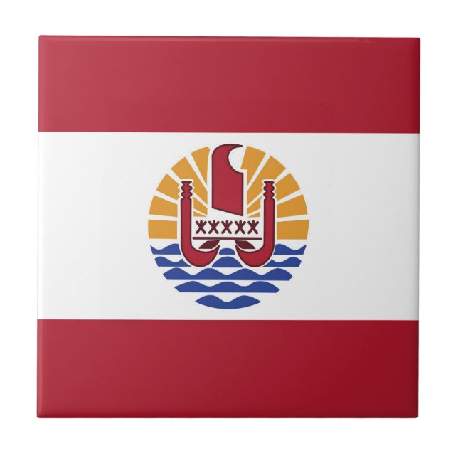 Azulejo De Cerâmica bandeira Polinésia Francesa (Frente)