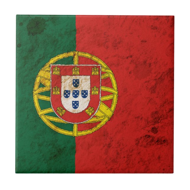 Azulejo De Cerâmica Bandeira portuguesa áspera (Frente)