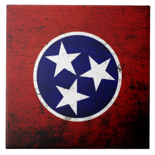 Azulejo De Cerâmica Bandeira preta do estado de Tennessee do Grunge