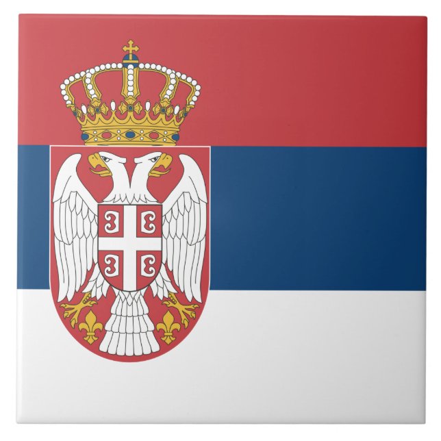 Azulejo De Cerâmica Bandeira Sérvia (Frente)