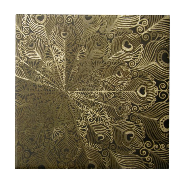 Azulejo De Cerâmica Bandeja de metal Peacock (Frente)