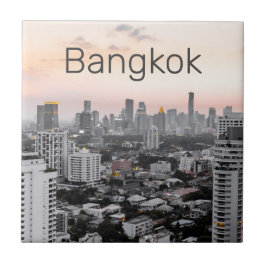 Azulejo De Cerâmica Bangkok Skyline Sunset Panorama BKK Tailândia