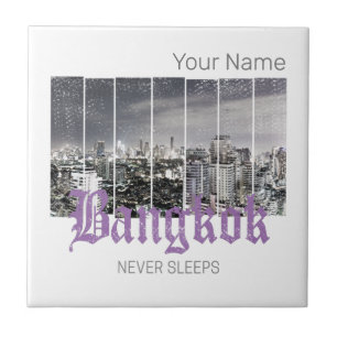 Azulejo De Cerâmica Bangkok Skyline Vintage BKK Retro Tailândia Design