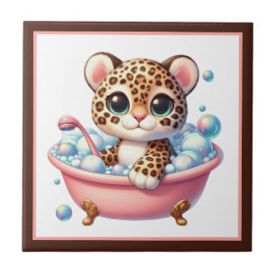 Azulejo De Cerâmica Banheira fofa de banheiro leopardo