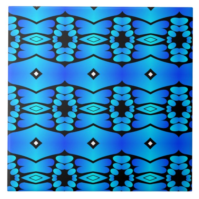 Azulejo De Cerâmica Banho de cozinha preto-e-azul-aqua (Frente)