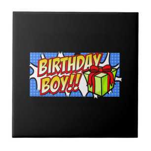 Azulejo De Cerâmica Banner do Birthday Boy