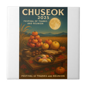 Azulejo De Cerâmica Banquete de Colheita e Lua Completa" - Chuseok 202