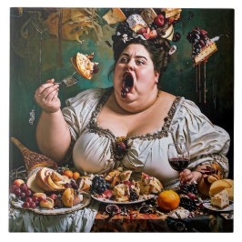 Azulejo De Cerâmica "Banquete do Caos" Trabalho de arte surreal colori