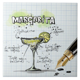 Azulejo De Cerâmica Bar de Desenho da Receita Margarita