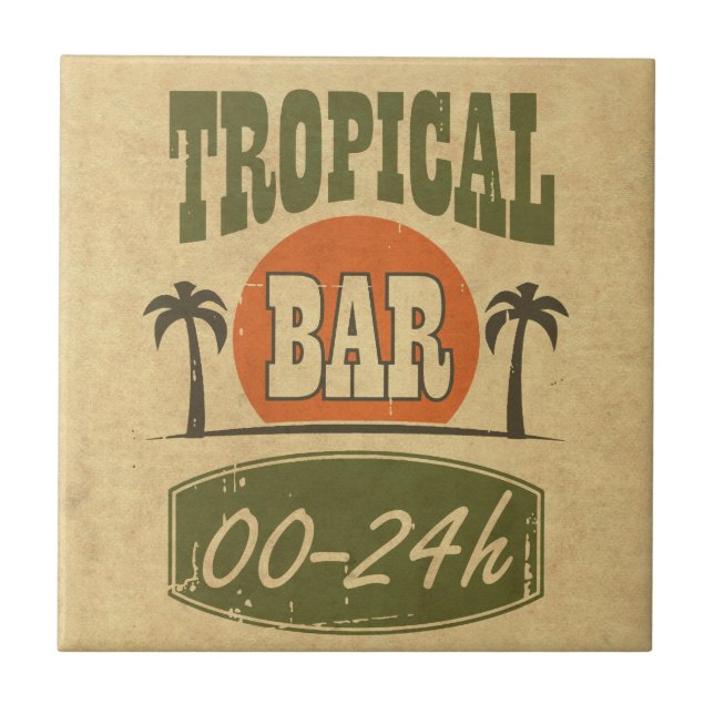 Azulejo De Cerâmica Bar tropical (Frente)