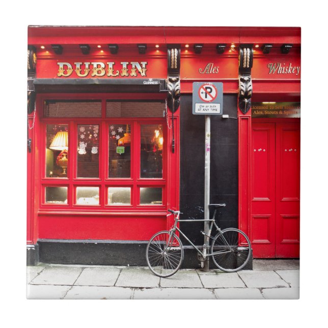 Azulejo De Cerâmica Bar vermelho de Dublin (Frente)