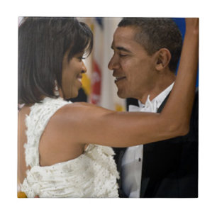 Azulejo De Cerâmica Barack e Michelle Obama