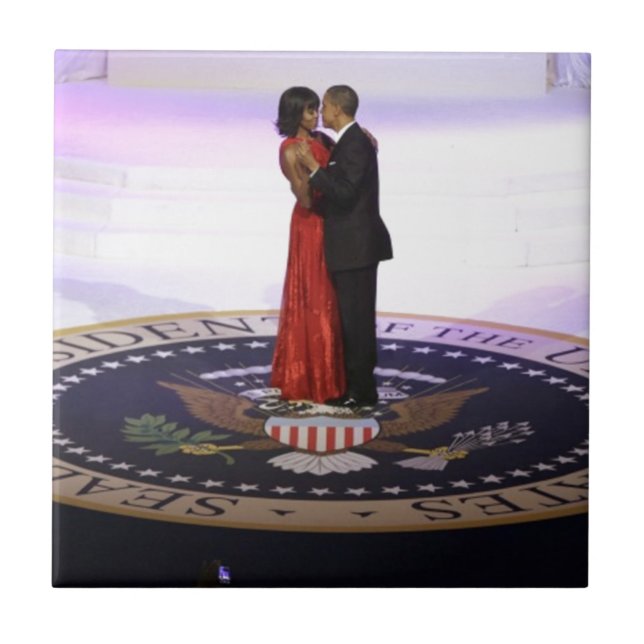 Azulejo De Cerâmica Barack e Michelle Obama (Frente)
