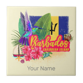 Azulejo De Cerâmica Barbados Retro Caribe Ilha de Souvenir
