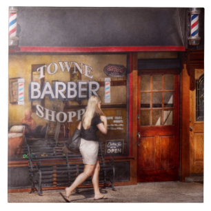 Azulejo De Cerâmica Barbeiro - Barbearia - Hora de cortar o cabelo