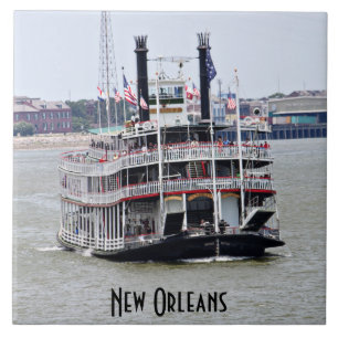 Azulejo De Cerâmica Barco a vapor no rio Mississípi