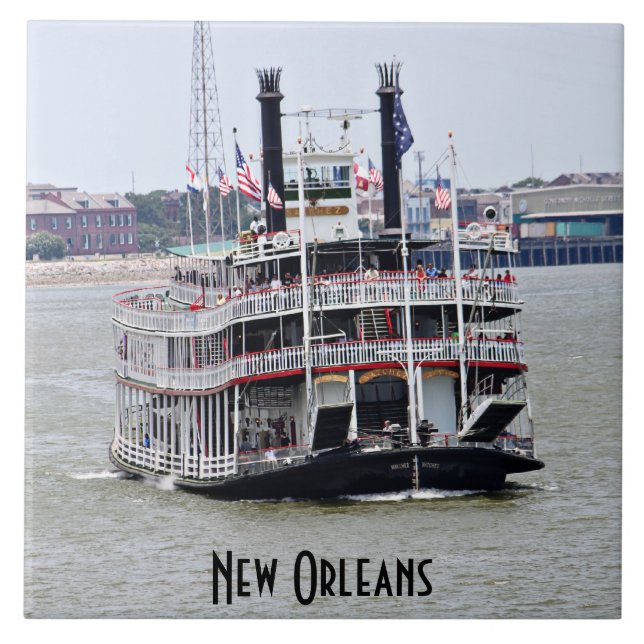 Azulejo De Cerâmica Barco a vapor no rio Mississípi (Frente)