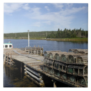 Azulejo De Cerâmica Barco de Lagostas, Mushaboom, Nova Scotia, Canadá
