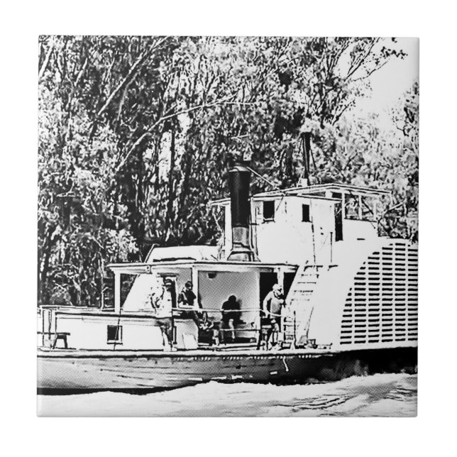 Azulejo De Cerâmica Barco de Paddle no rio Murray Victoria (Frente)