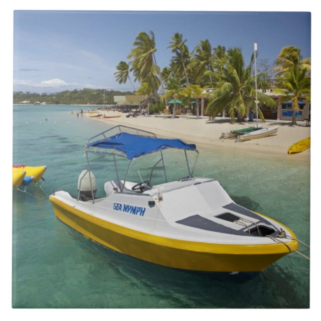 Azulejo De Cerâmica Barco motorizado e barco banana (Frente)