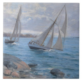 Azulejo De Cerâmica Barcos à vela no rio