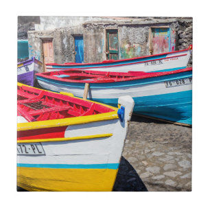 Azulejo De Cerâmica Barcos de Pesca Coloridos, Cabo Verde
