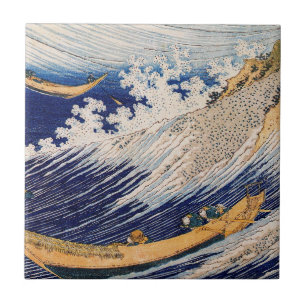 Azulejo De Cerâmica Barcos de Pesca do Oceano Hokusai Ondas