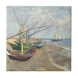 Azulejo De Cerâmica Barcos de pesca na praia por Vincent Van Gogh