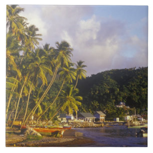 Azulejo De Cerâmica Barcos de pesca, Soufriere, St Lucia, Caribe