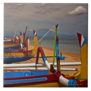 Azulejo De Cerâmica Barcos de pesca tradicionais de Balanese na praia