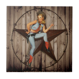 Azulejo De Cerâmica Barn Wood Texas Star West Country Cowgirl