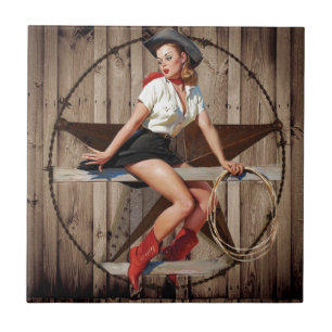 Azulejo De Cerâmica Barn Wood Texas Star West Country Cowgirl