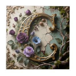 Azulejo De Cerâmica Baroque Gold Patina Letter C Monogram