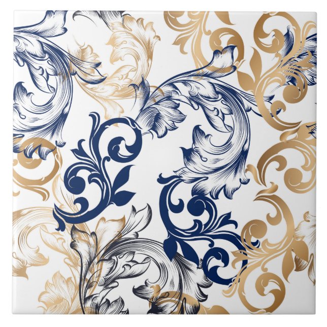 Azulejo De Cerâmica Baroque-Style Retro Classic Pattern  (Frente)