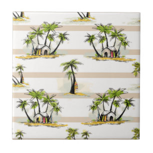 Azulejo De Cerâmica Barraca e palmas tropicais