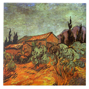 Azulejo De Cerâmica Barracões de Madeira, famosa pintura de van Gogh,