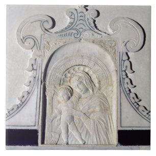 Azulejo De Cerâmica Bas-alivio de Madonna e de uma criança (mármore)