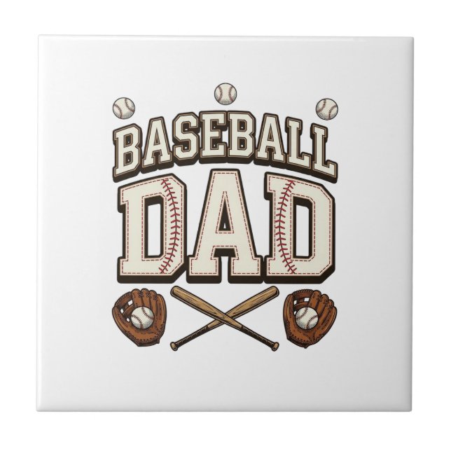 Azulejo De Cerâmica Baseball Antigo Dia dos Pais (Frente)
