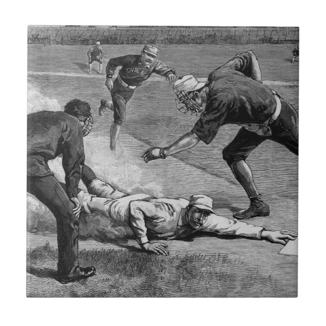 Azulejo De Cerâmica Baseball Antigo por Thure De Thulstrup, 1885 (Frente)